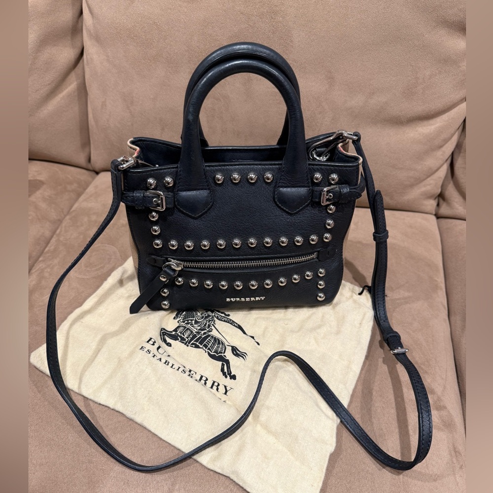 Burberry Baby Banner Studded Leather and House Check Tote Crossbody - Picture 2 of 10